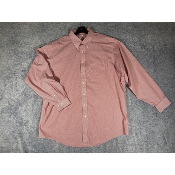 Brooks Brothers Other - Brooks Brothers 346 Mens 18 6/7 Red White Striped Non-Iron Cotton Dress Shirt
